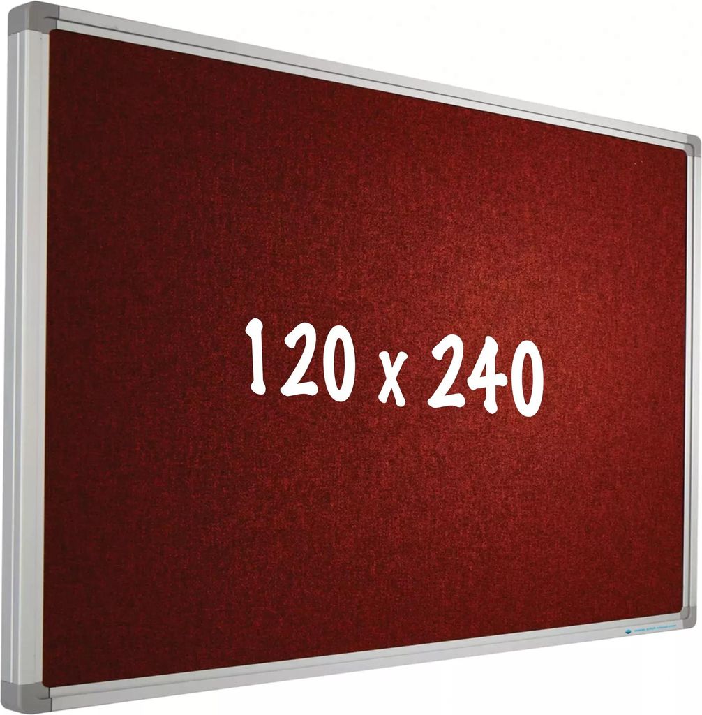 Pinnwand Camira Stoff PRO Santiago - Aluminiumrahmen - Einfache Montage - Reißzwecken - Rot - Pinnwände - 120x240cm