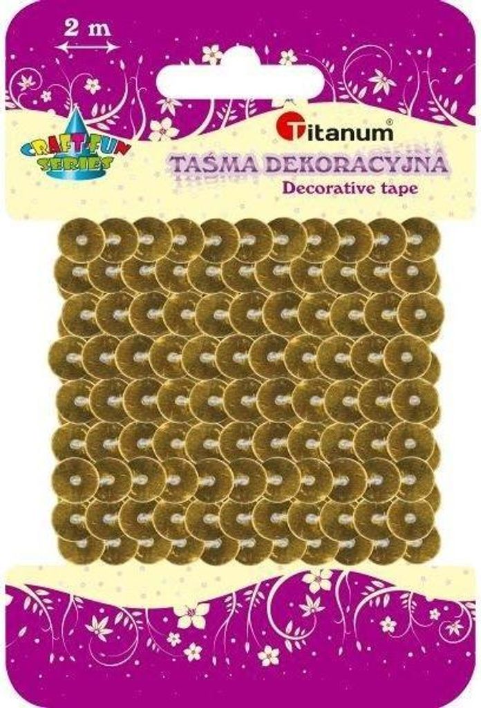 Paillettenband in Gold, 6mm Durchmesser, 2m Länge für Bastel- und Deko-Projekte