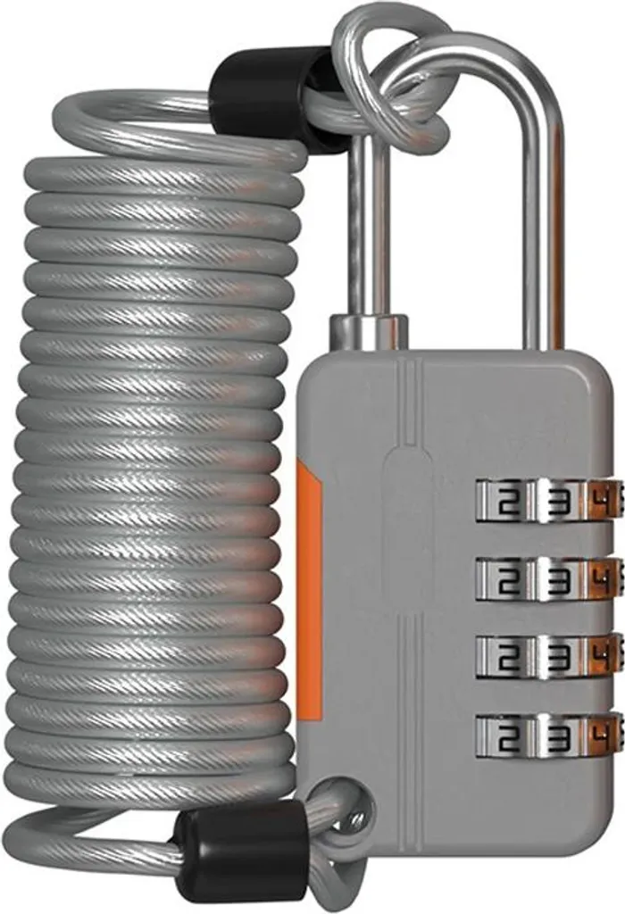 INF Lucchetto a Combinazione con Cavo in Acciaio Grigio - Sicurezza Bagagli