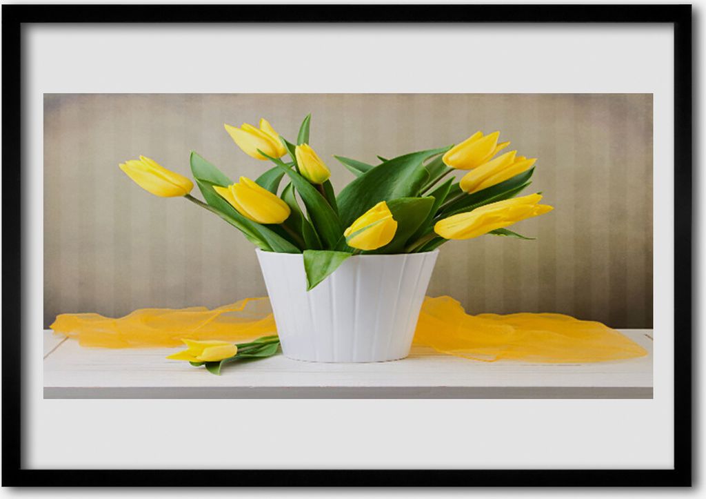 Bild 70x50 MDF-Rahmen Wandkunst Tulpen Blumen Pflanze