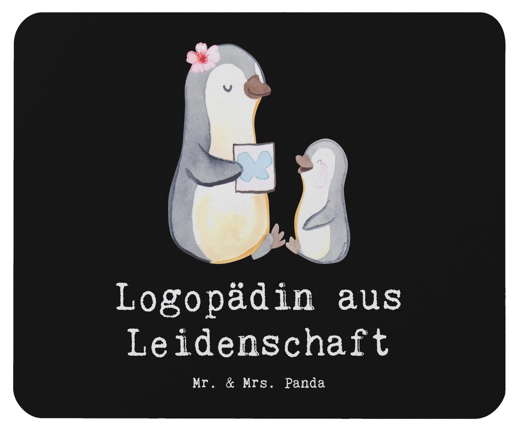 Mr. & Mrs. Panda Mauspad Logopädin Leidenschaft - Schwarz - Produktbild 