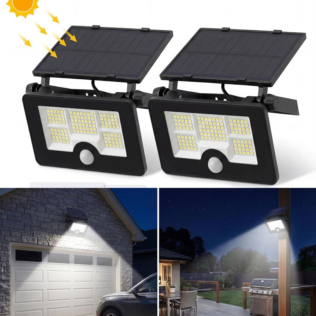 2 Stück LED Solarlampe Außen-Wandleuchte mit Produktbild 