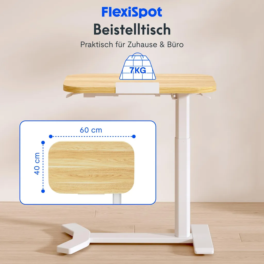 Table d'appoint FLEXISPOT réglable en hauteur 65-105 cm Érable C-Shape - 3