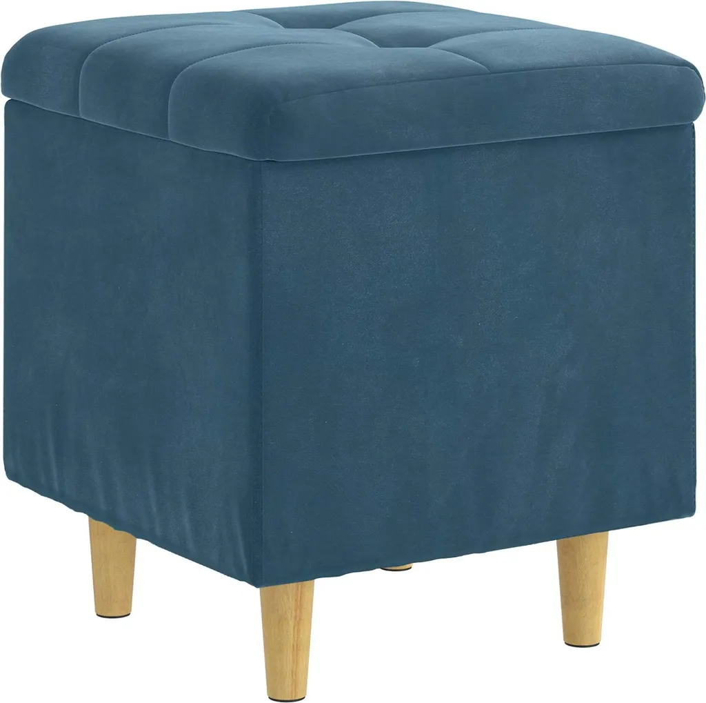 vidaXL Pouf contenitore con cuscino blu 40 x 40 x 45 cm Velluto