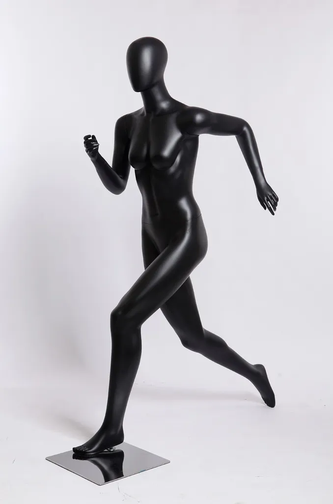 Mannequin de sport femme courant noir mat PF-O-8 pour rayons athlétisme