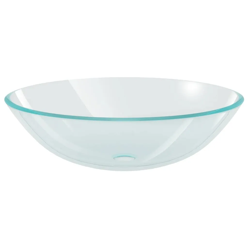 Set Lavabo in Vetro Temperato Trasparente con Rubinetto e Piletta - 7