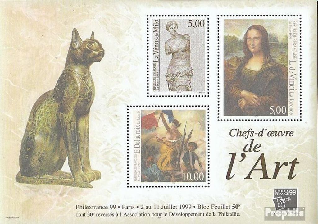 Briefmarken Frankreich 1999 Mi Block20 (kompl.Ausg.) postfrisch Meisterwerke