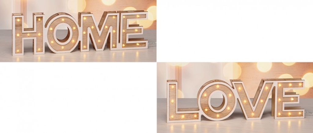 LED-Deko Leucht-Dekoration Schriftzug Dekoleuchte "LOVE" mit 24 warm-weißen LEDs 