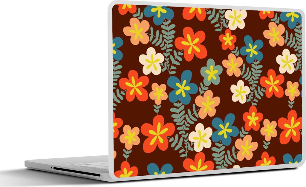 MuchoWow Laptop Aufkleber Sticker Cover Retro - Muster - Blumen - 1970er Jahre 30x22 cm - Laptop-Sticker