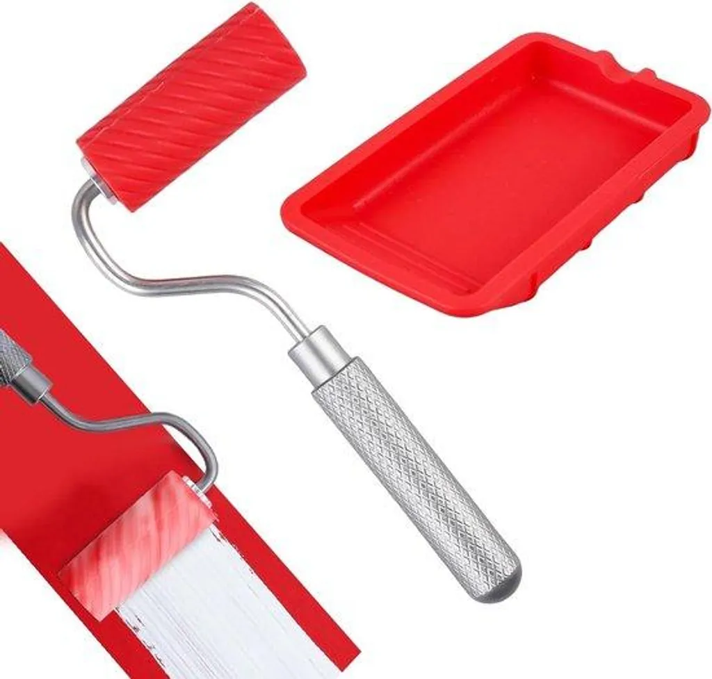 Set d'outils de peinture avec rouleaux et bac silicone pour artisan