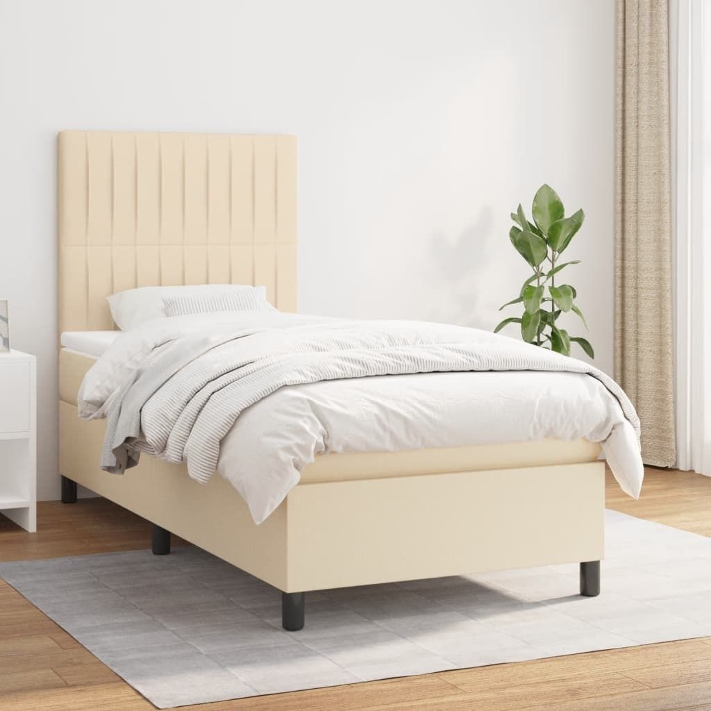Maison Exclusive - Boxspringbett mit Matratze Creme 80x200 cm Stoff