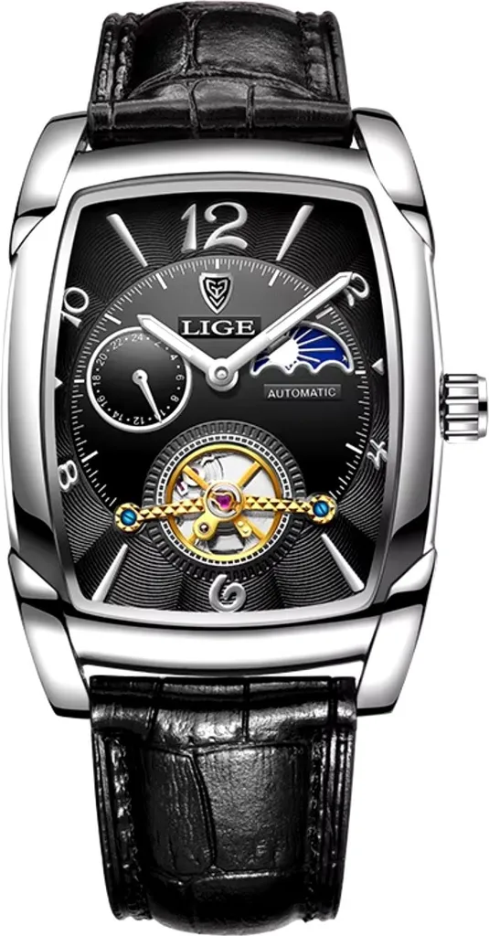 Montre LIGE Oren Idéale pour le Business - Look Noir Argent Homme