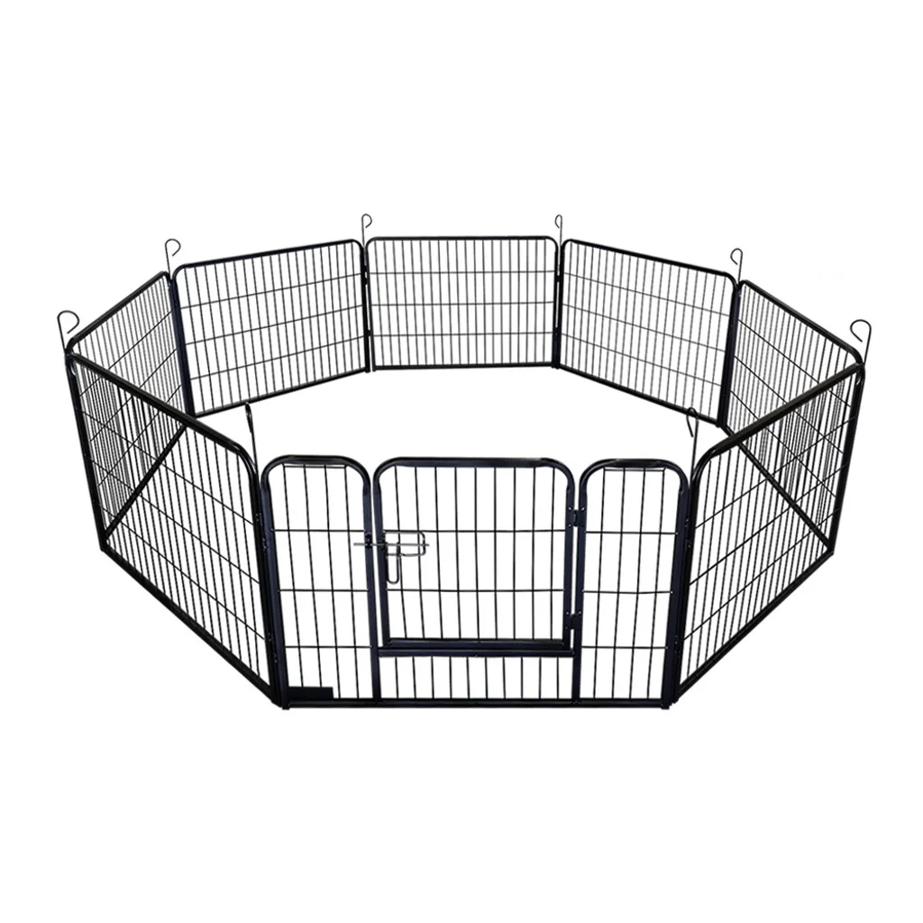 Parc à chiots modulable noir 8 pièces BARKI - Aire de jeux pour animaux