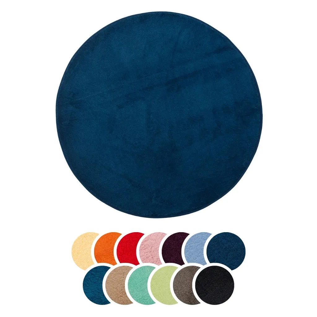 tappeto da bagno darling, 100% poliestere, con rivestimento antiscivolo, altamente assorbente, serie Santos, Ø 110 cm, 1500 g/m², lavabile a 30 gradi, blu scuro