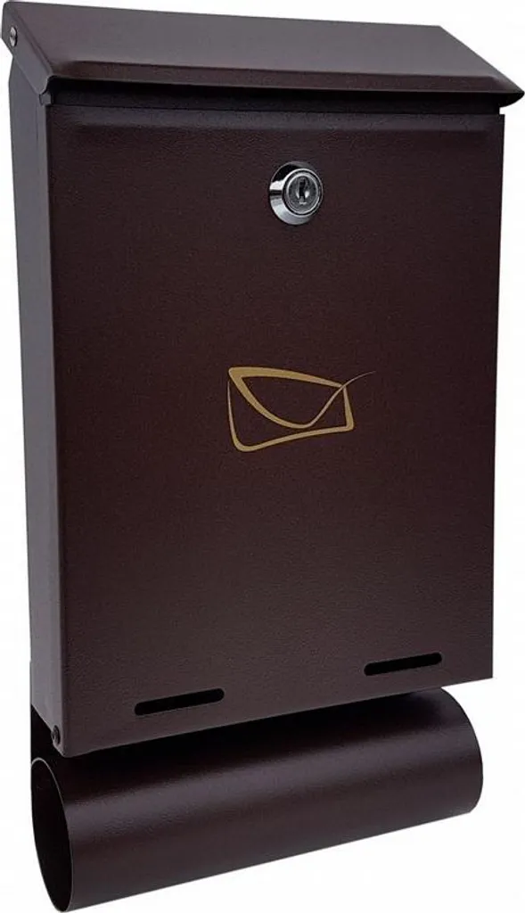 Boîte aux lettres York Tuba Brown en acier marron, design compact A4