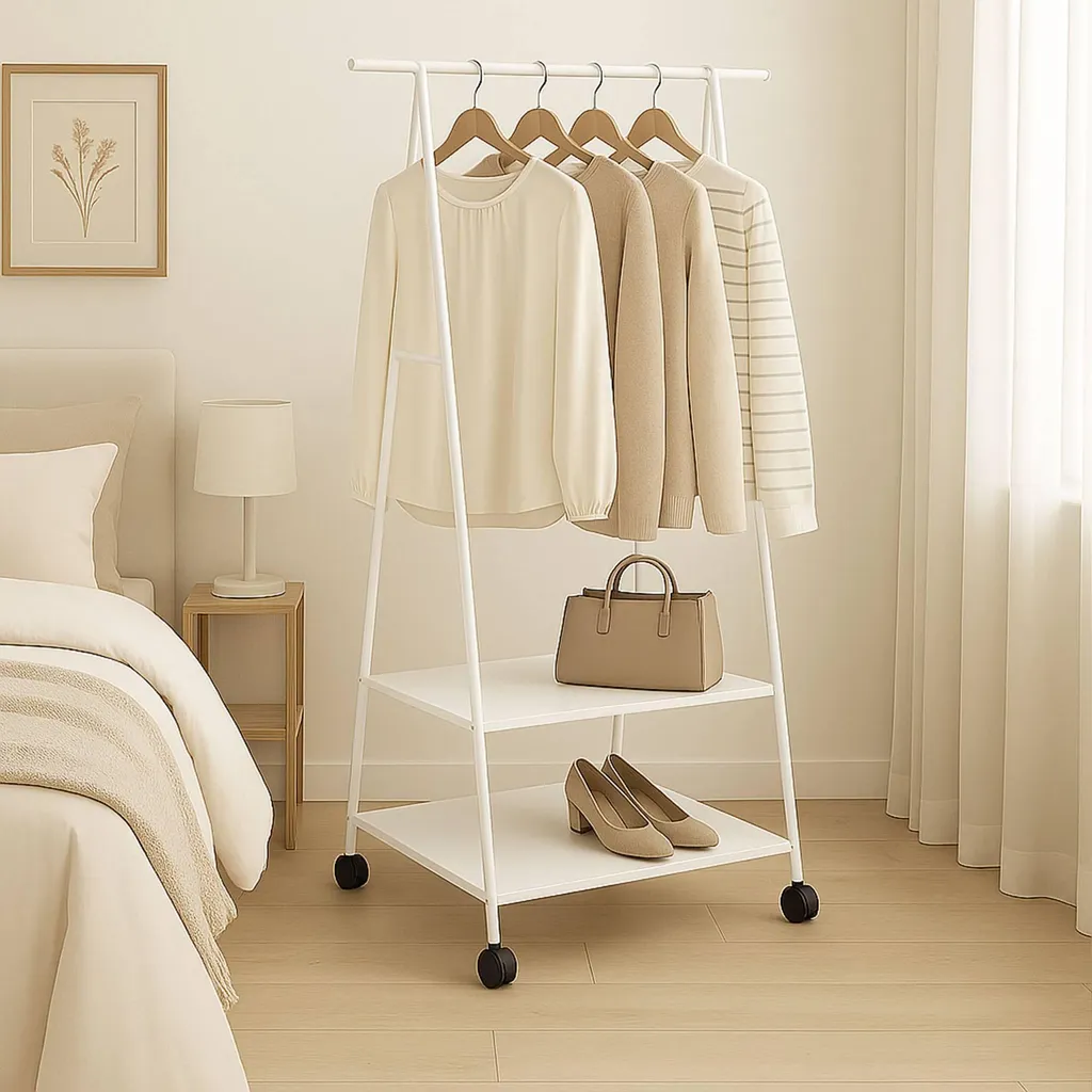 Dressing ouvert à roulettes pour optimiser le rangement des petits espaces - 3