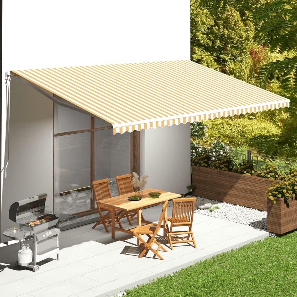 The Living Store Markisenbespannung Gelb und Weiß 6x3,5 m