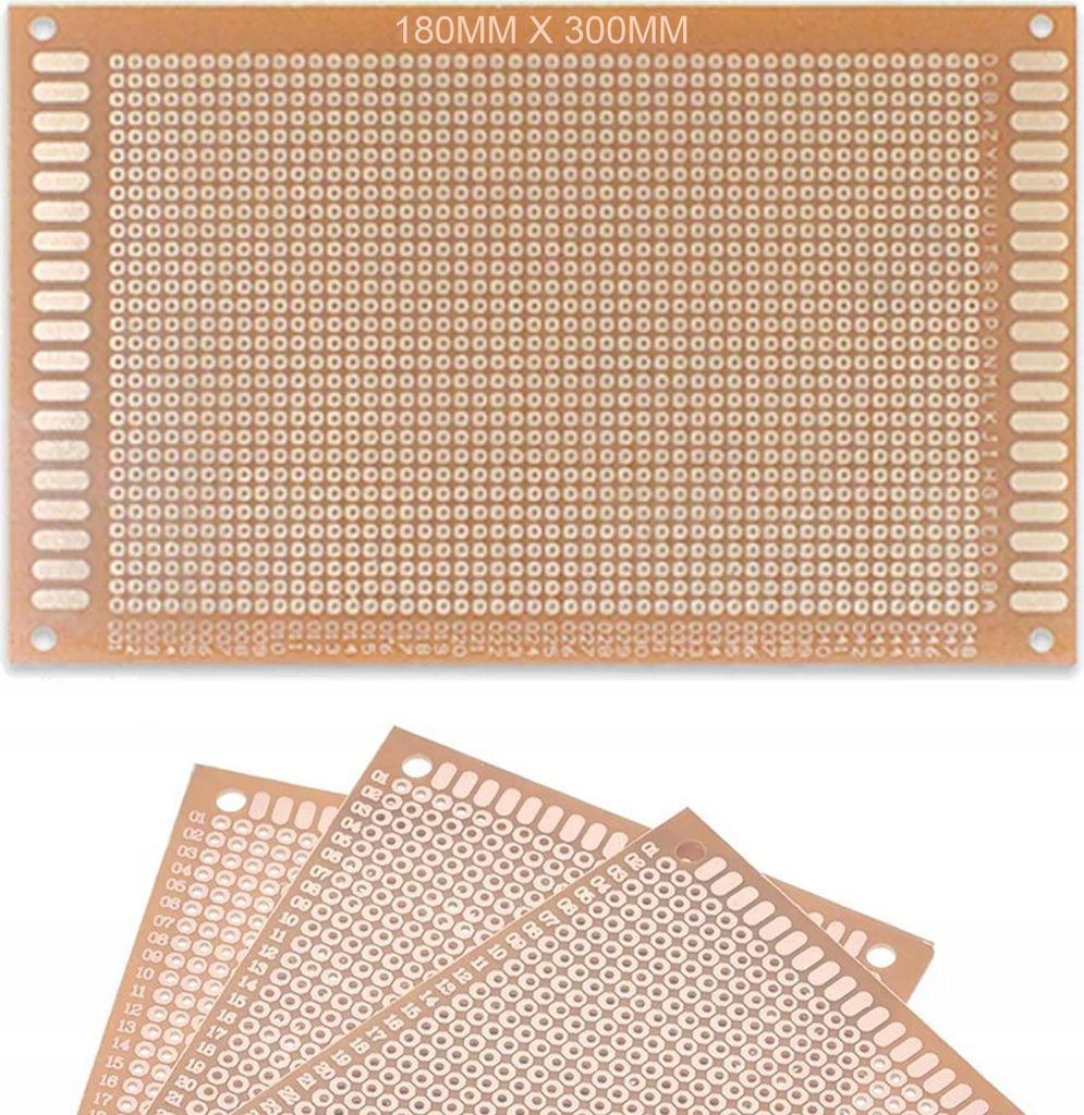 Rosfix – Einseitige Universelle Leiterplatte 180 x 300 mm | Durchkontaktierte THT-Montage, 2,54 mm Lochraster | Prototyp Bau