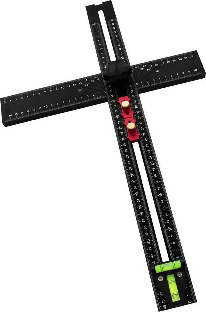 Équerre multi-angles 90°/45° de 54 cm, outil de mesure réglable et précis