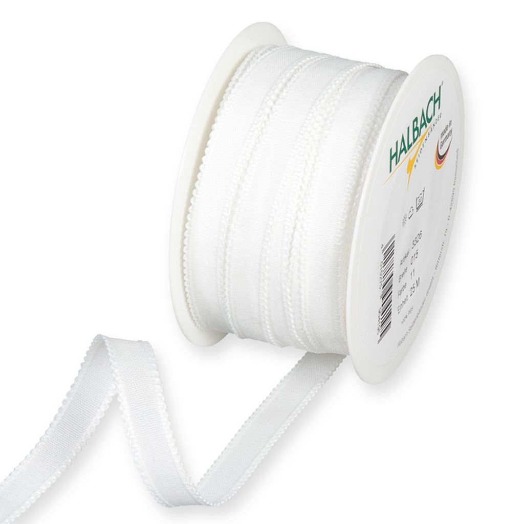Dekoband Baumwolloptik weiß 15 mm x 25 m