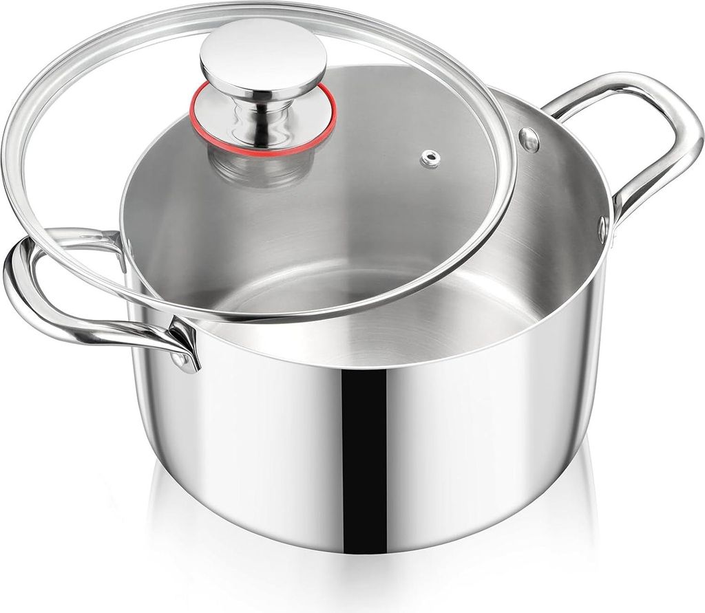 Kochgeschirr - 3-lagiger Edelstahl - Induktion - 5 Liter - 22 cm - spülmaschinenfest