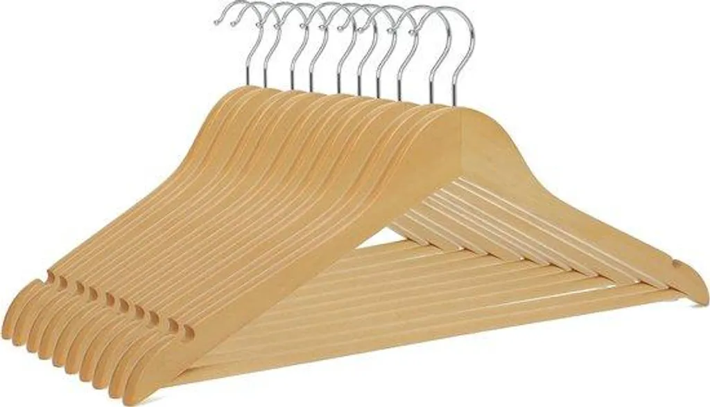 Cintres en bois antiglisse lot de 10 - Ne froisse plus les pantalons