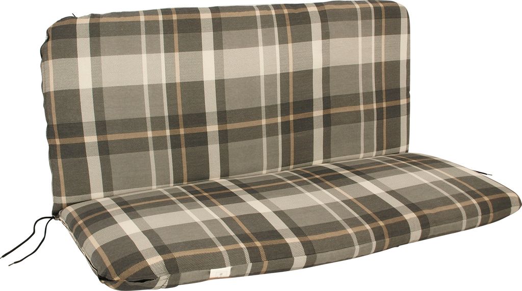 DEGAMO Gartenbankauflage Bankfulage Sitzauflage SEATTLE für Bank 2-sitzer 98x88cm, grau/beige kariert