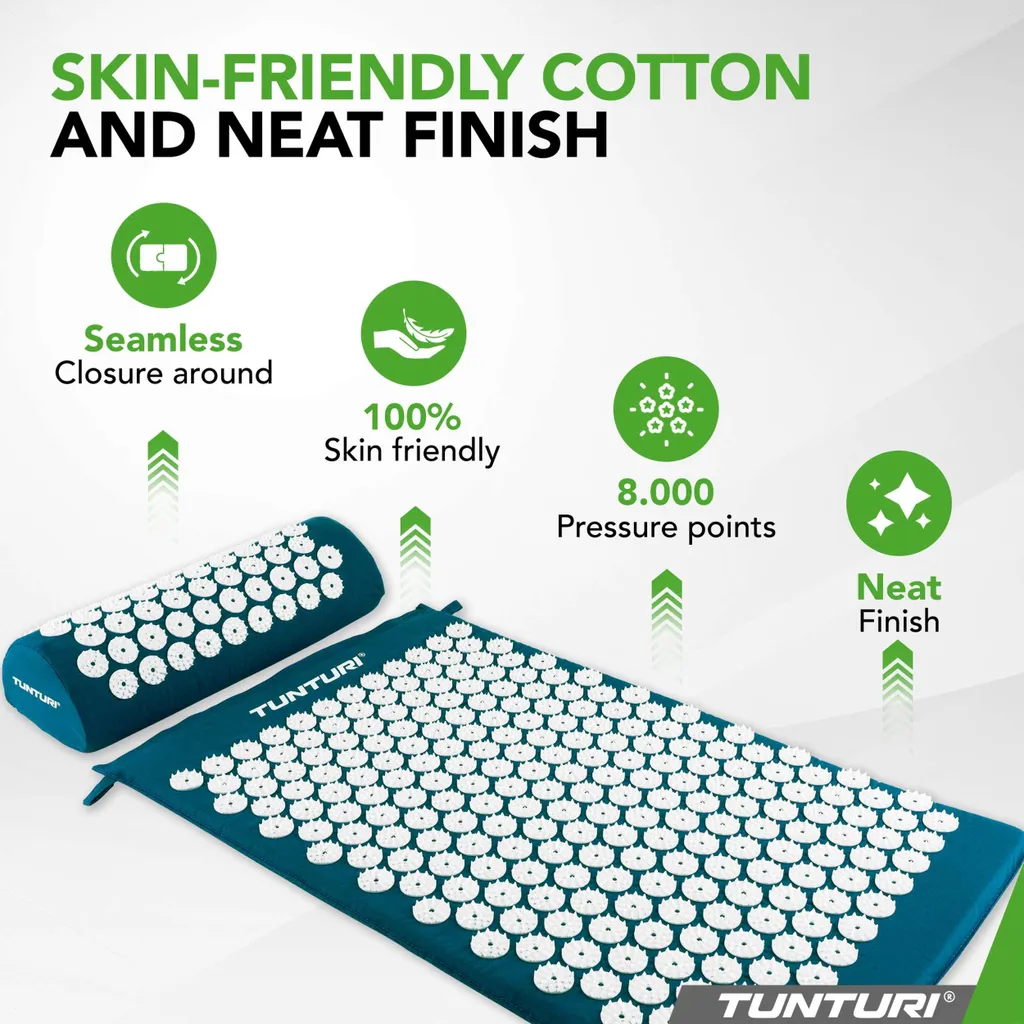 Tapis acupression Tunturi bleu pétrole : 8000 points de stimulation - 5