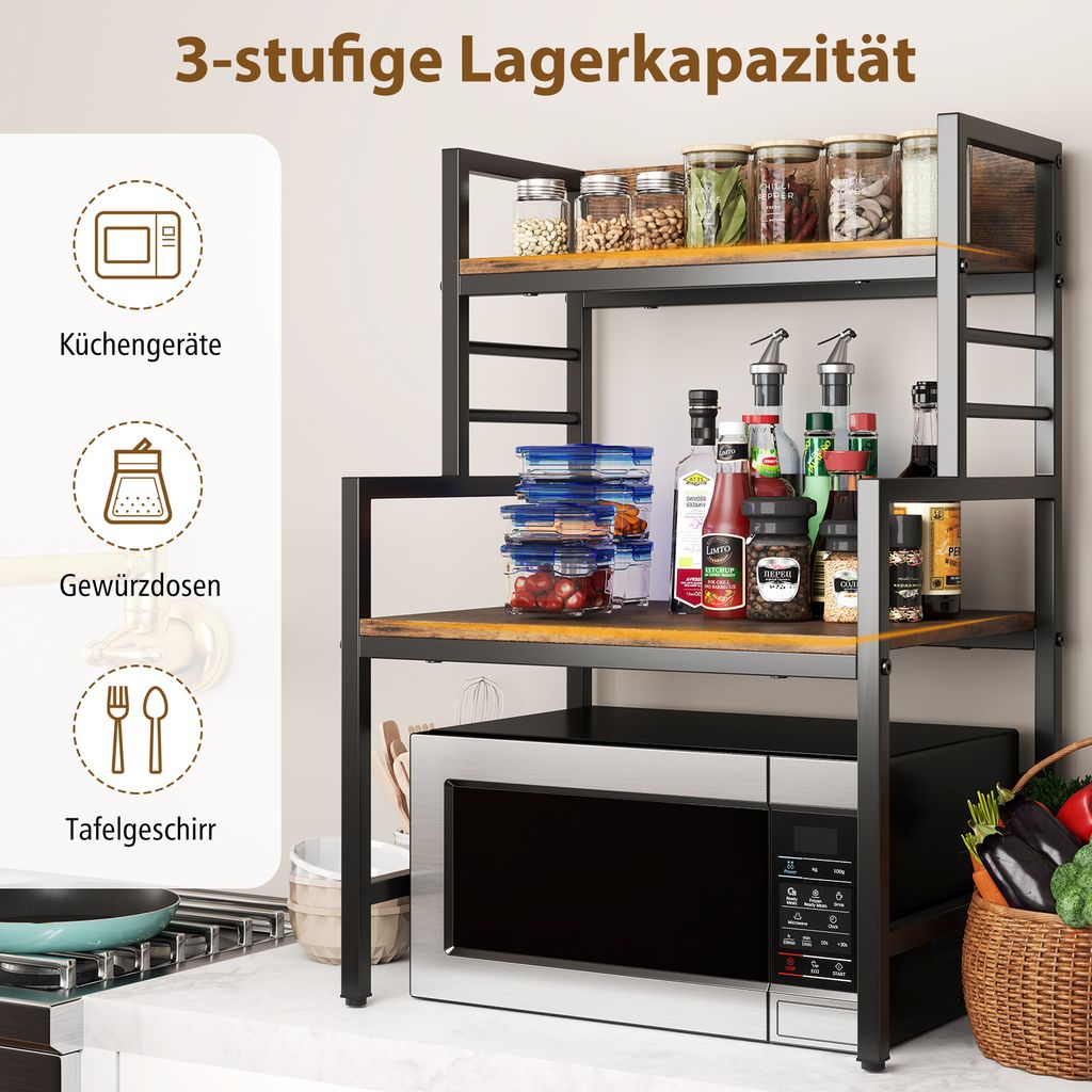 COSTWAY 3patrový regál do mikrovlnné trouby, průmyslový Obrázek produktu 3