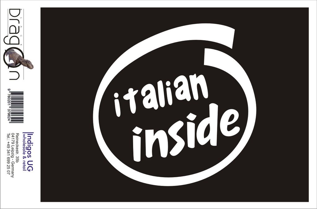 Aufkleber / Autoaufkleber - JDM / Die cut / Auto / OEM - italien inside - 120x120 mm gold - Heckscheibe / Heckscheibenaufkleber