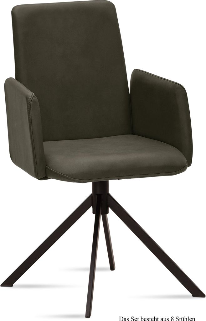 Armlehnstuhl (8er-Set) Drina 52x92x60 Schwarz/Khaki