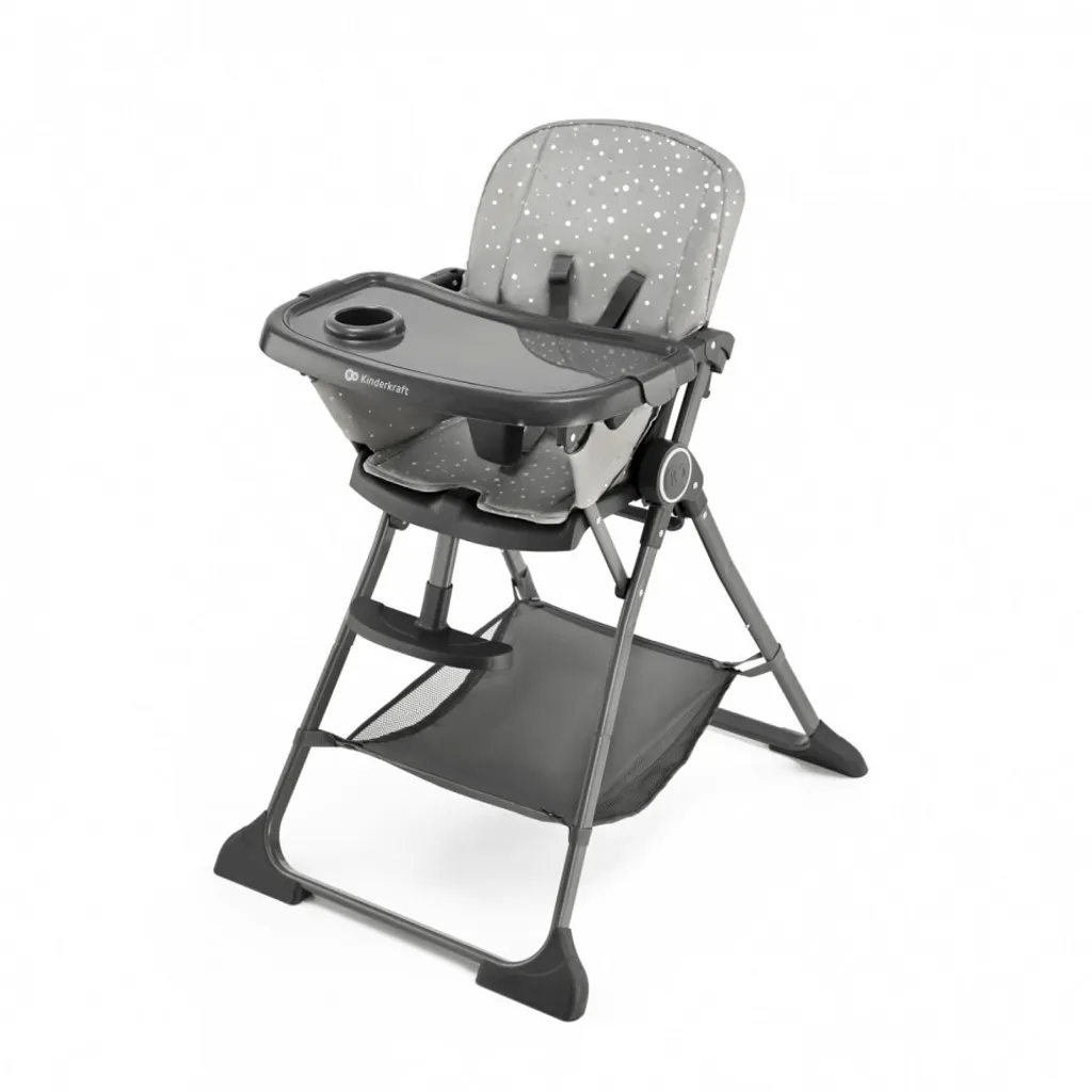 Chaise Haute Bébé Grise Kinderkraft Foldee Idéale pour Petits Espaces