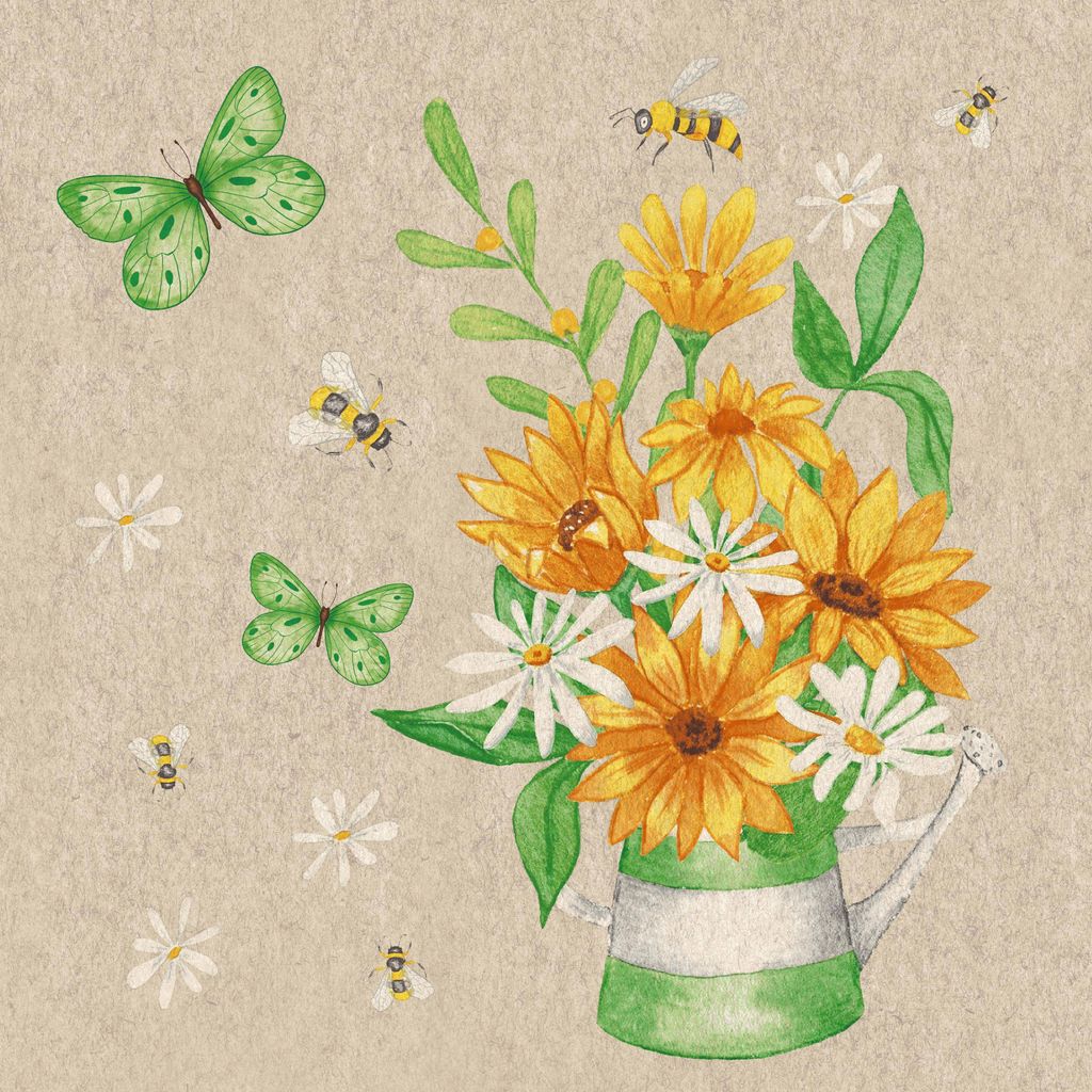 Servietten 33x33 cm - Bees and blossoms