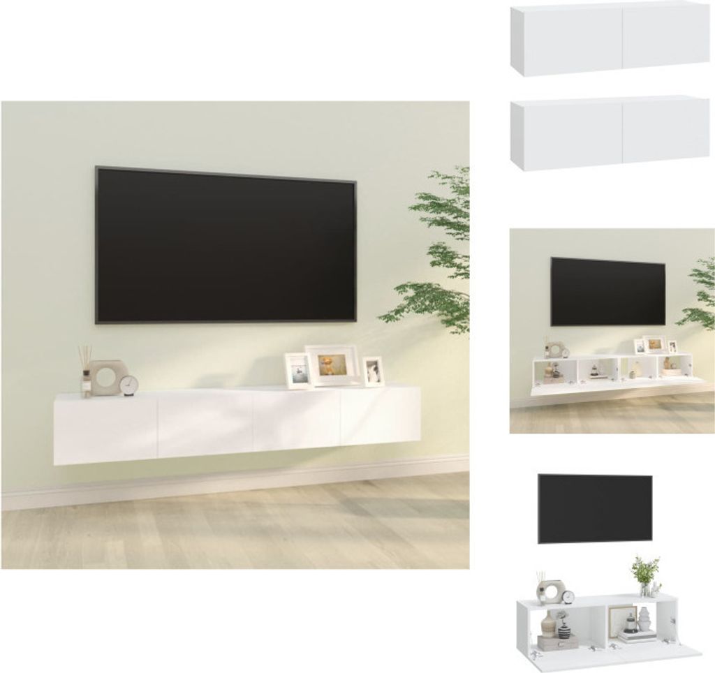 vidaXL TV-Wandschränke 2 Stk. Weiß 100x30x30 cm Holzwerkstoff - TV-Möbel