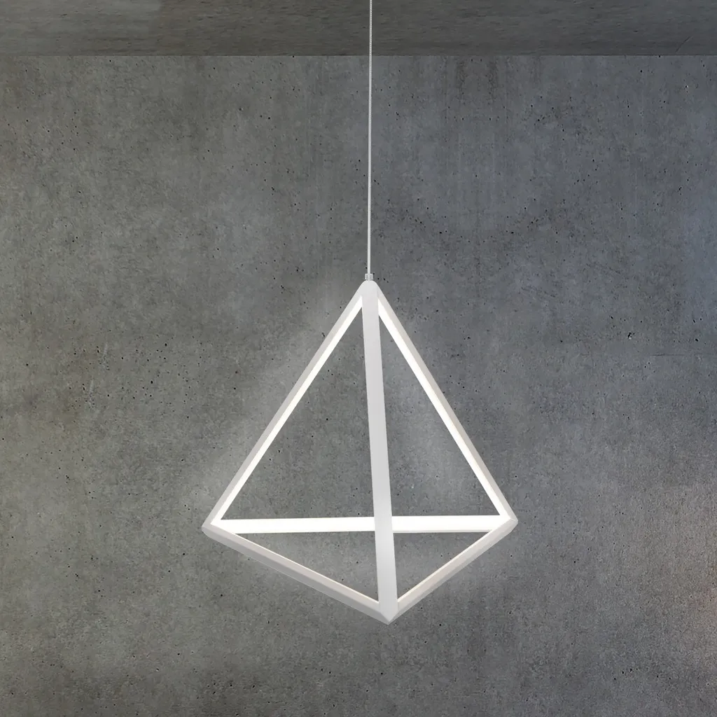 Lustre LED Design Triangle Blanc 20W pour Salon et Salle à Manger