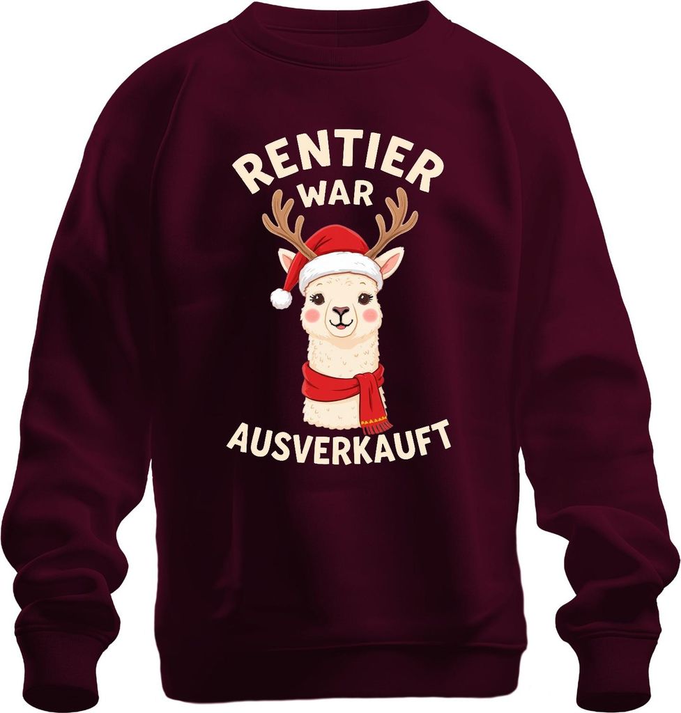 Rentier war t Alpaka Weihnachten lustig Geschenk Uni Sweatshirt Pullover, Burgundy, L