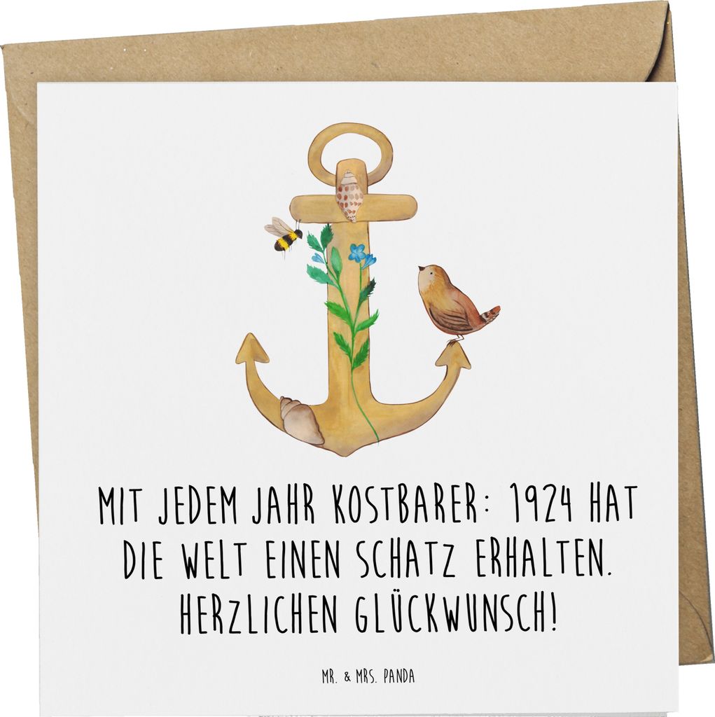 Mr. & Mrs. Panda Grußkarte 1924 Geburtstag - Weiß - Geschenk, faltkarte, handgefertigte Geschenke, Klappkarte, unvergessliche, anlasskarte, Jahr,...