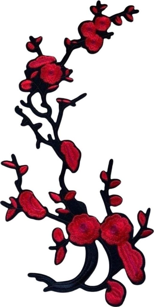 Red Blossom Right Branch XL-Emblem-Aufnäher zum Aufbügeln