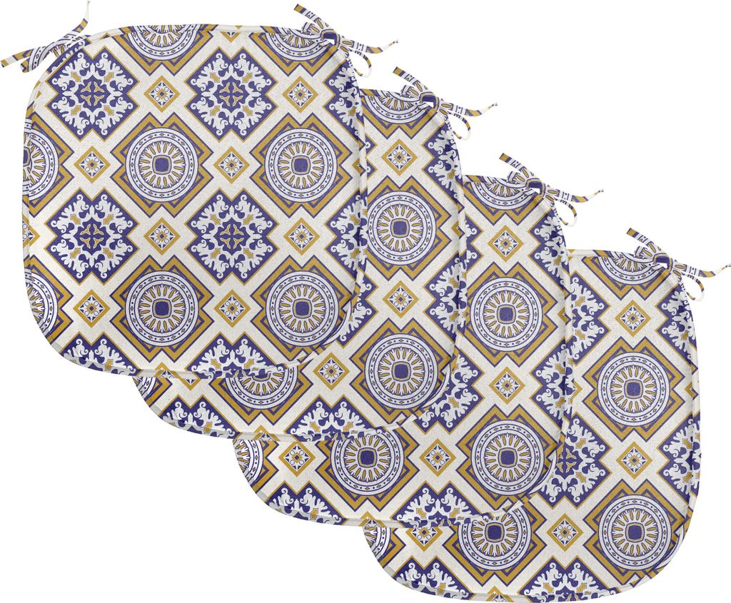 ABAKUHAUS Jahrgang Polster für Esszimmerstühle, Victorian Geometric, Dekoratives wasserfestes Kissen mit Riemen für Küchensitze, 40 cm x 40 cm-...