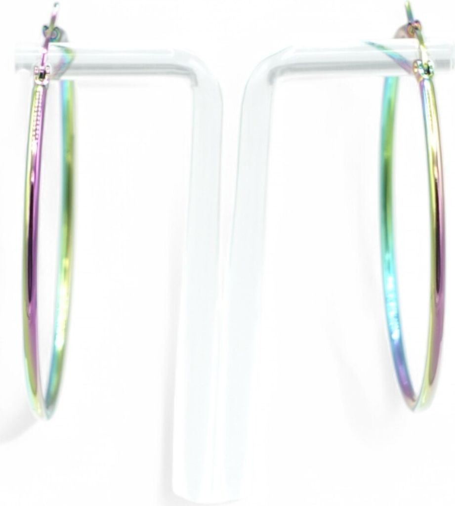 Exklusive Edelstahl-Creolen mit Regenbogeneffekt 5 cm