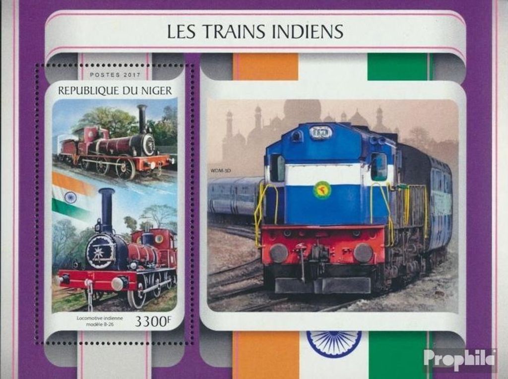 Briefmarken Niger 2017 Mi Block 693 (kompl. Ausg.) postfrisch Indische Züge