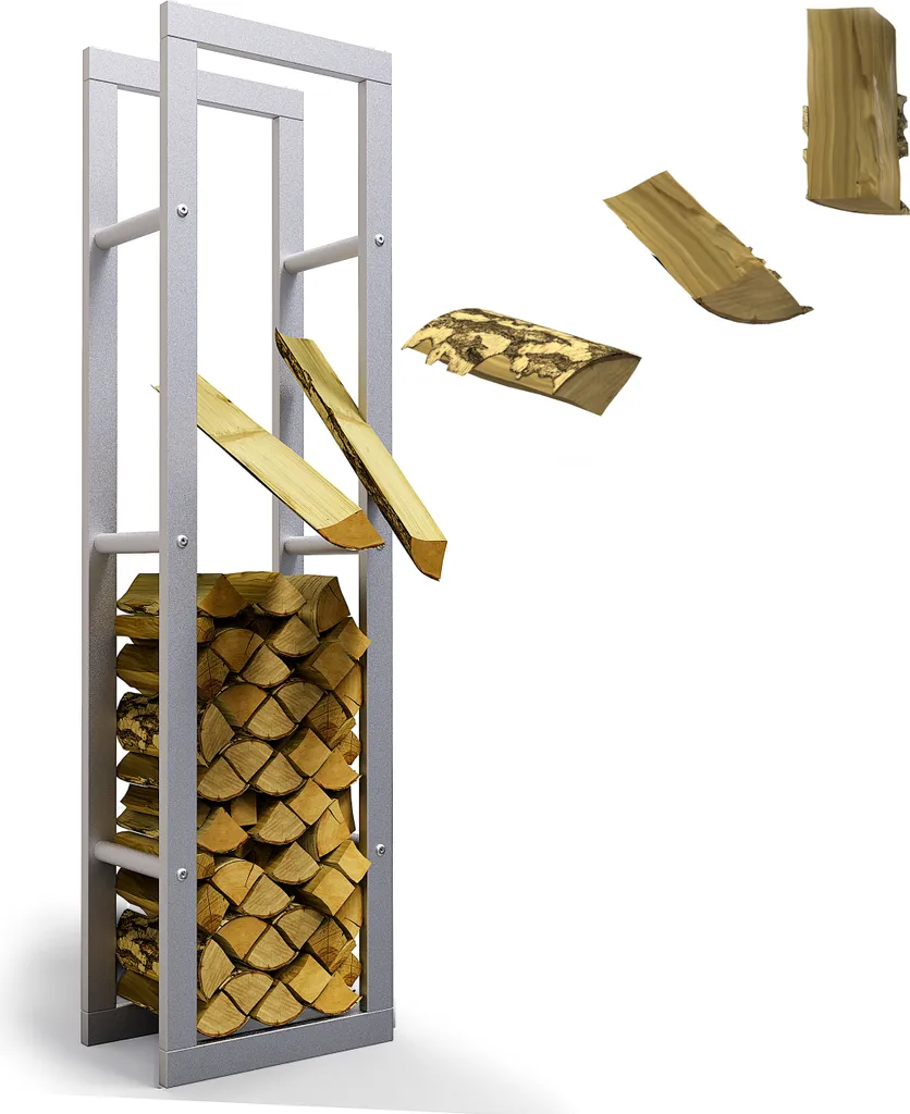 Rastrelliera Camino Design Moderno: Porta Legna Interno Zincato