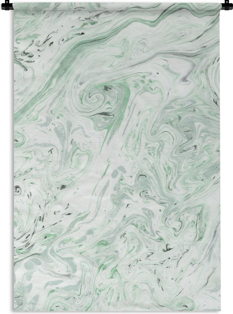 MuchoWow Wandteppich Wandbehang Marmor - Grün - Schwarz 120x180 cm Tapisserie Dekoration Wandtuch - Schlafzimmer - Dekorationen für das Haus