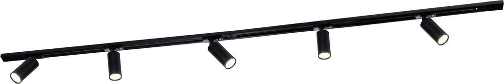 Ledvion - Schienensystem lampen, 2m, 1-Phasen, ohne GU10 Leuchtmittel, Schwarz, 5-flammig Spot, spotlight, deckenspot, deckenstrahler, strahler lampe