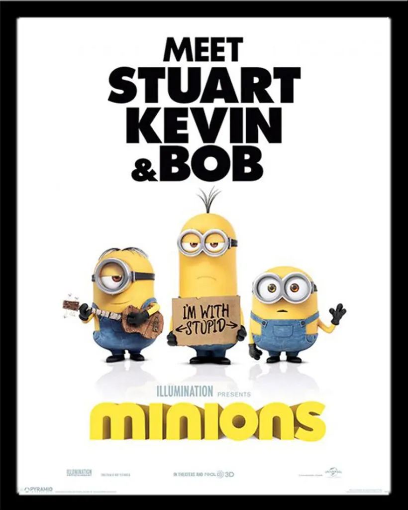 Mini Poster Minions I'm With Stupid avec Cadre Noir Shinsuke 40x50 cm