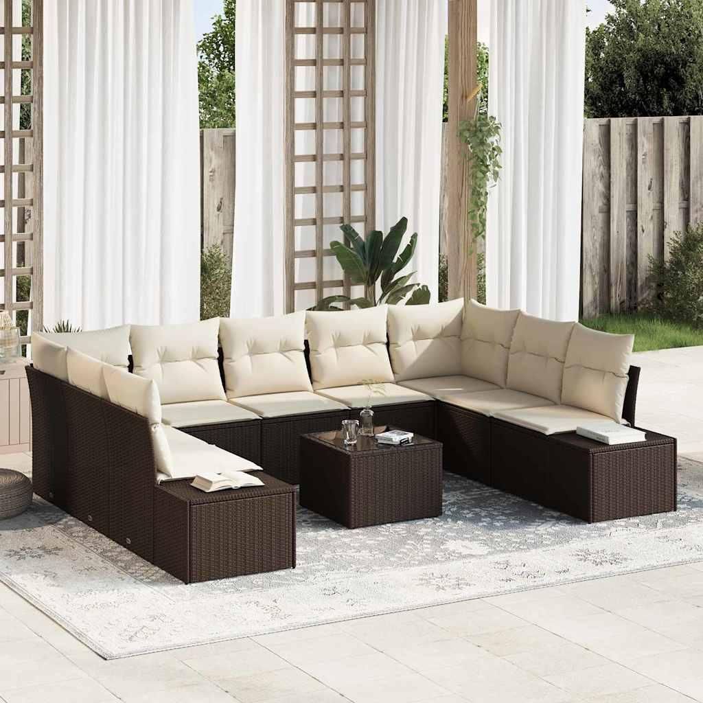 Maison Exclusive - Gartensofa-set mit Kissen 10 pcs Braun Poly-Rattan