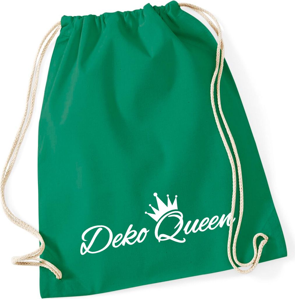 Huuraa Turnbeutel Deko Queen Krone 12 Liter Kelly Green Baumwolle Rucksack Geschenkidee