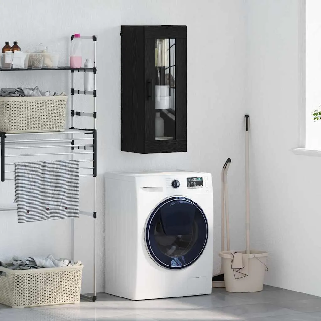 VidaXL Armadio a Muro Rovere Nero 34,5x90 cm | Mobiletto Chic Sospeso