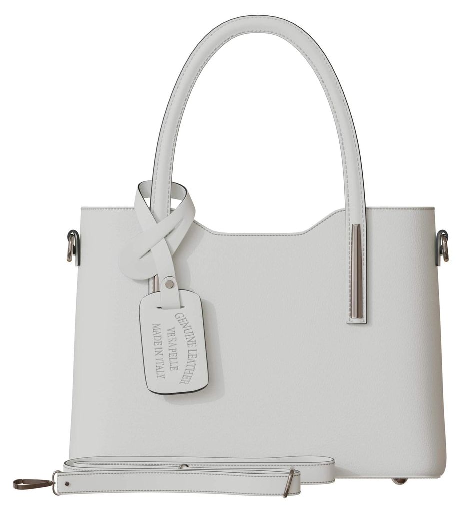 Damen Hand Umhänge Henkel Tasche Feinstes Echt Leder 30637 Bianco