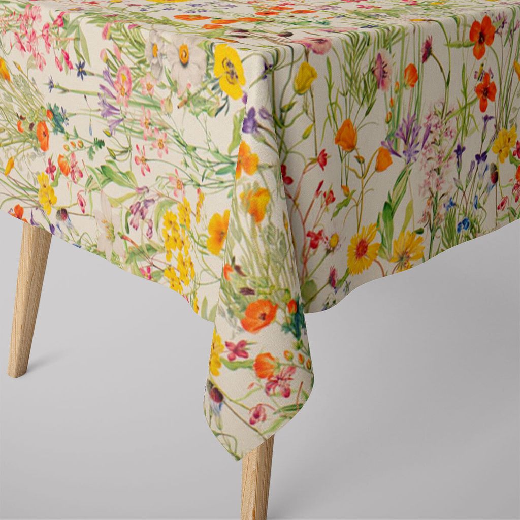 Tischdecke abwaschbar Feldblumen bunt div. Größen von SCHÖNER LEBEN. Größe 130 x 200 cm